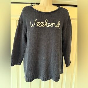 Talbots navy blue knit sweater weekend medium m